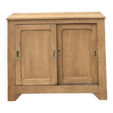 Old Parisian buffet in raw solid oak - sliding doors