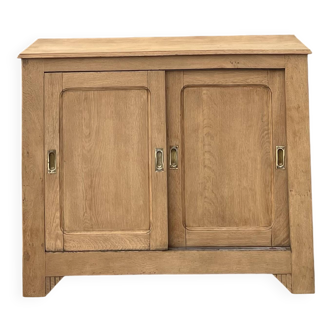 Old Parisian buffet in raw solid oak - sliding doors