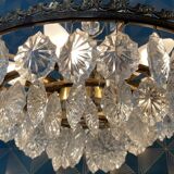 Lustre laiton et pampilles en verre, 3 étages, 6 feux