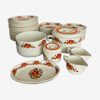 Vintage tableware service, moulin des loups - orchies - france, typical of the 70s
