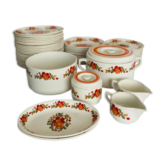 Vintage tableware service, moulin des loups - orchies - france, typical of the 70s