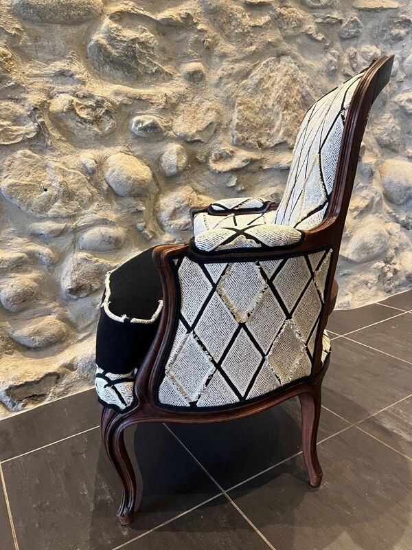 Fauteuil bergère, restauration complète traditionnelle