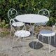 Salon de jardin 1 table 2 chaises 2 fauteuils en fer forgé ancien blanc