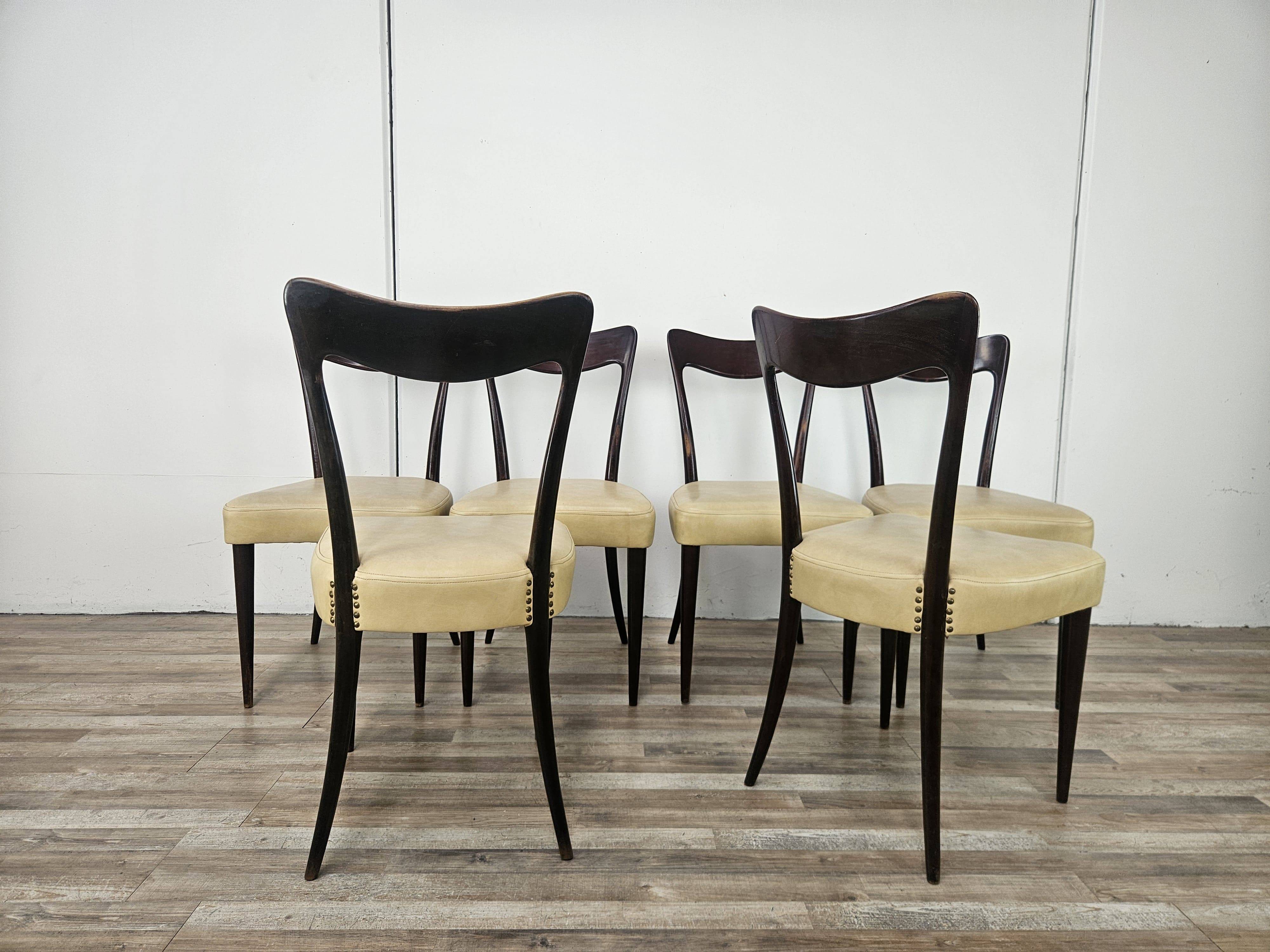 Six Art Decò chairs attributed to Carlo Rava, 1950s