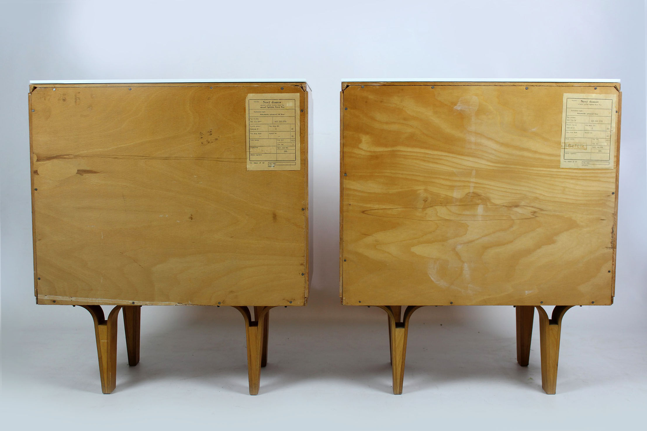 Set of 2 nightstands with glass tops from N. Domov, 1970s