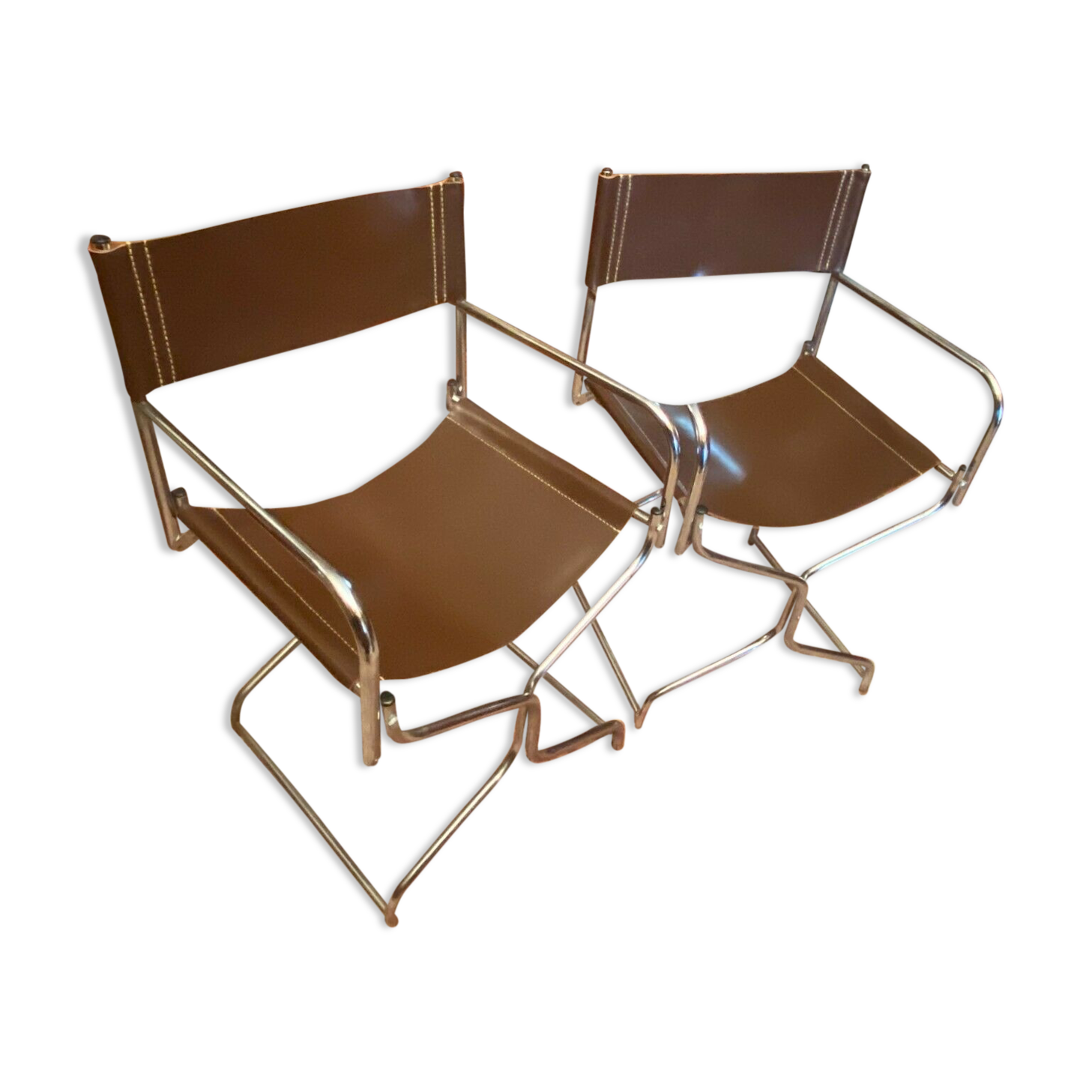 Pair of folding armchairs