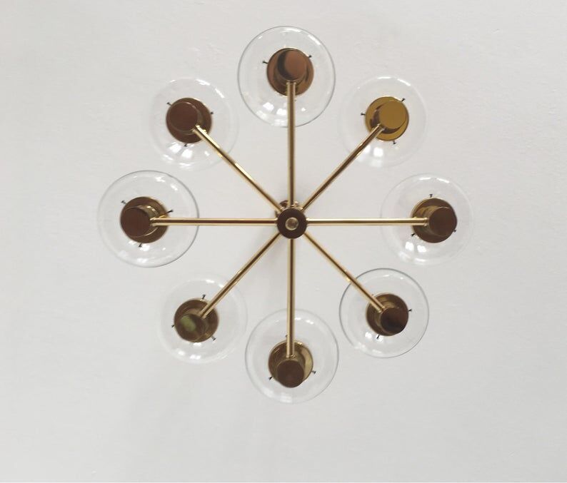 Mid Century Modern brass chandelier by Kaiser Leuchten