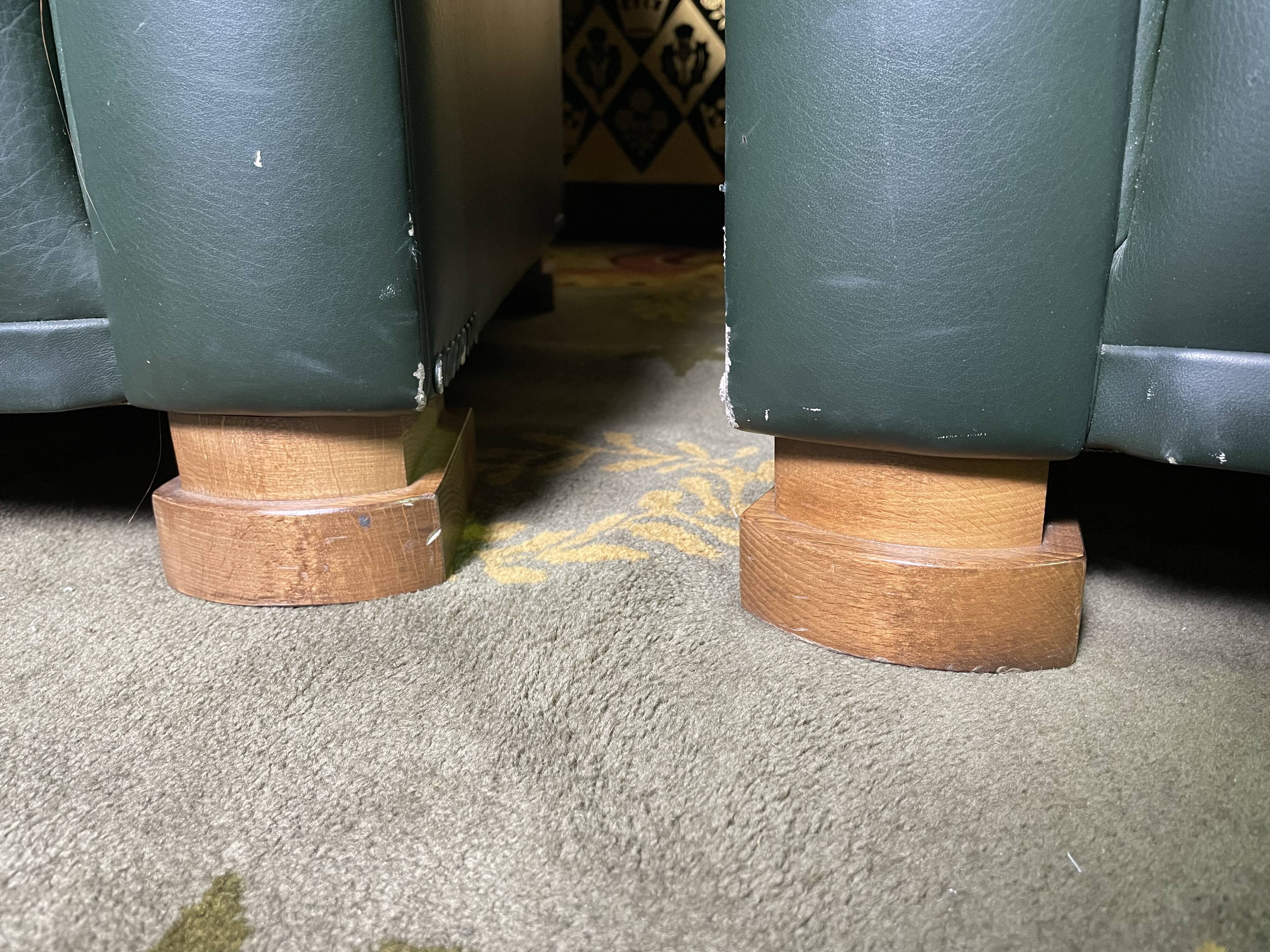 Pair of Poltrona Frau Green Leather Club Armchairs Limited Edition