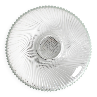 Vintage Clear Ribbed Glass Bowl / Stylish Heavy Platter by Veropa / 1970s