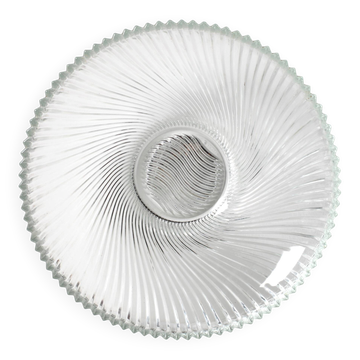 Vintage Clear Ribbed Glass Bowl / Stylish Heavy Platter by Veropa / 1970s