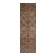 1970s Turkish Hand-Knotted Wool Cotton Red Runner 101x320