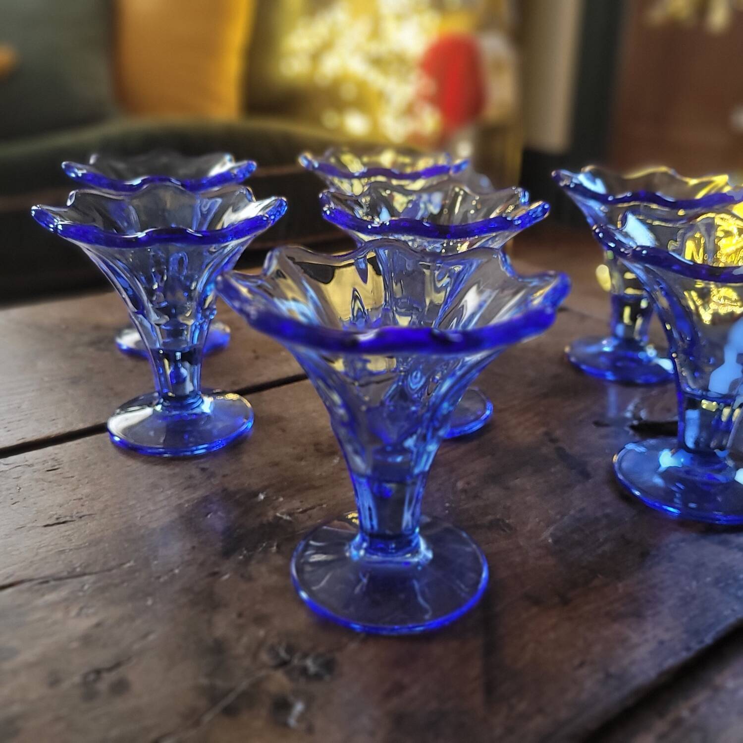 Coupes Ondulées Bleu Saphir La Rochère Vintage 80s0