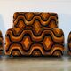 Vintage 1970s orange geometric patterned space-age armchair
