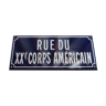 Plaque de rue émaillée ancienne, rue du XXème corps américain