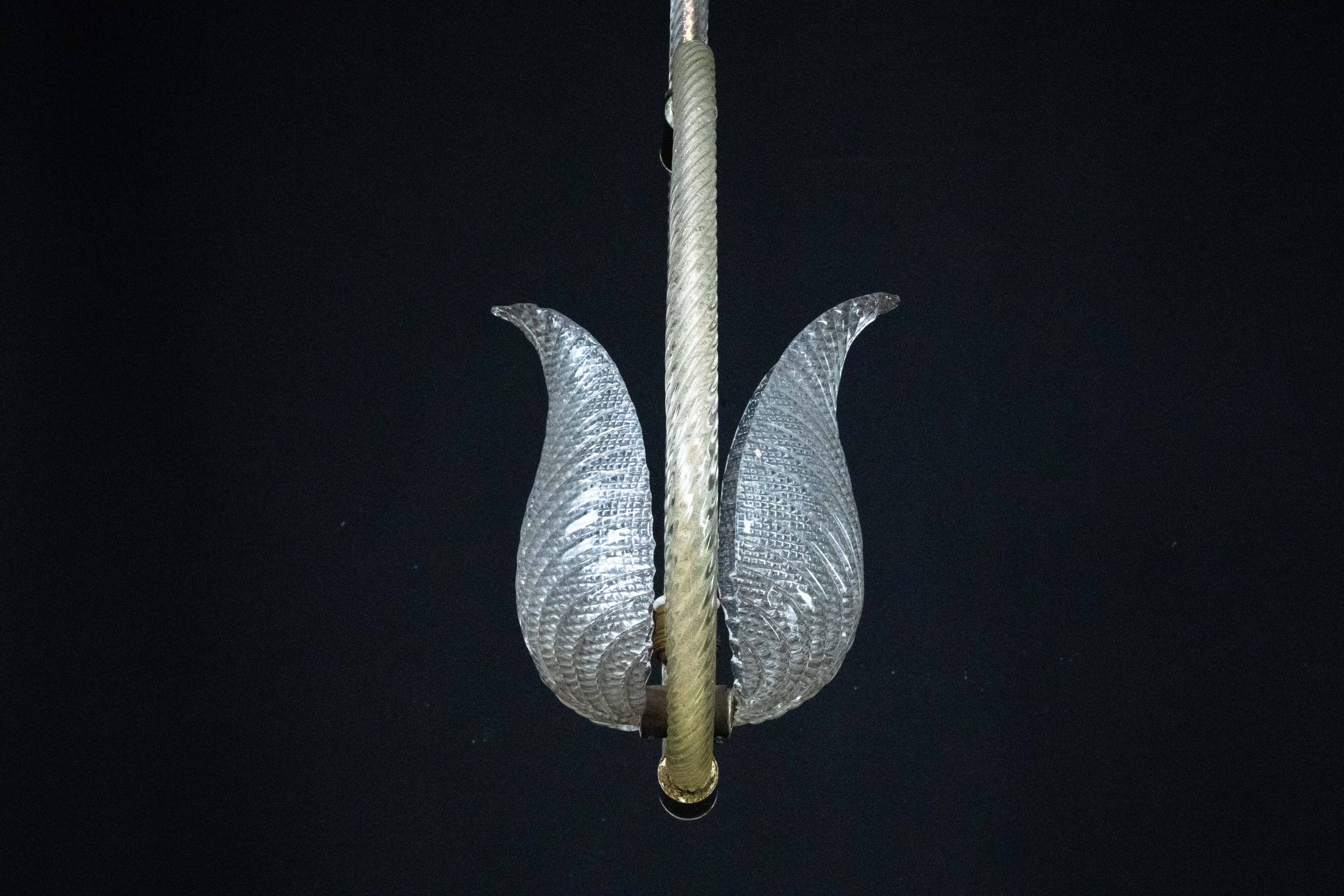 Ercole Barovier Murano glass chandelier. Italy 1940s