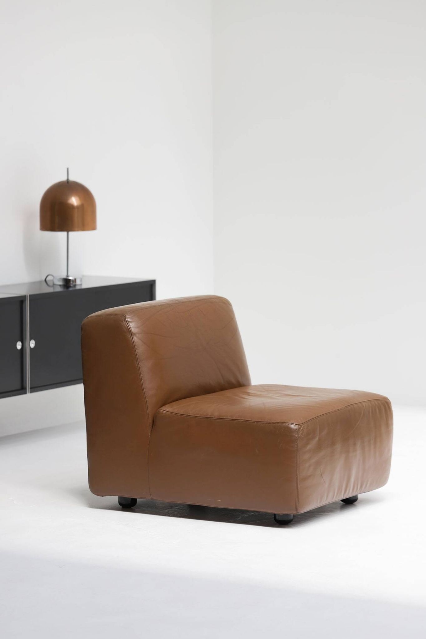 Canapé en cuir modulaire, fabriqué par Durlet, Belgique, années 1970.