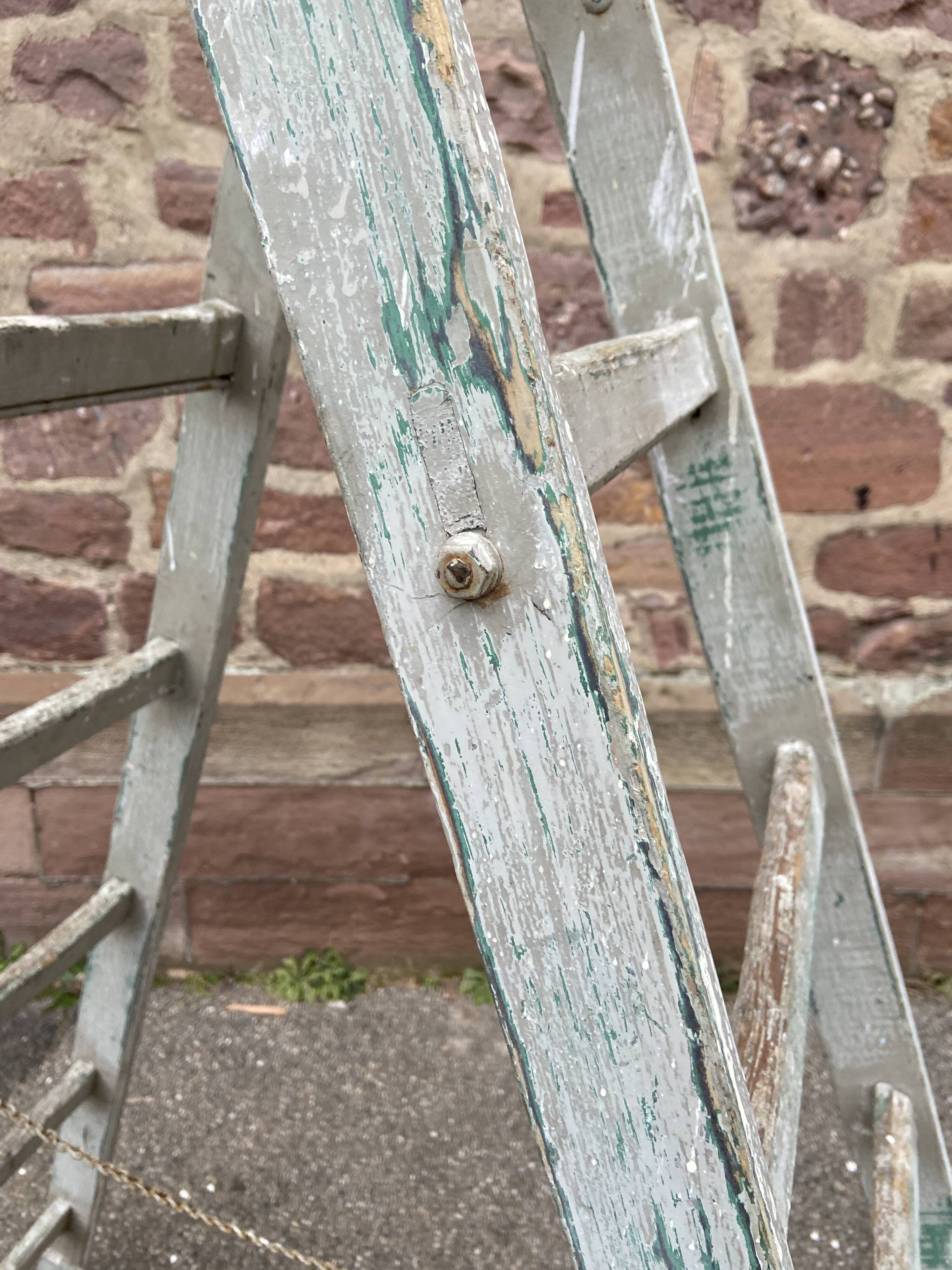 Large vintage ladder painter's stepladder 1950 vintage step ladder