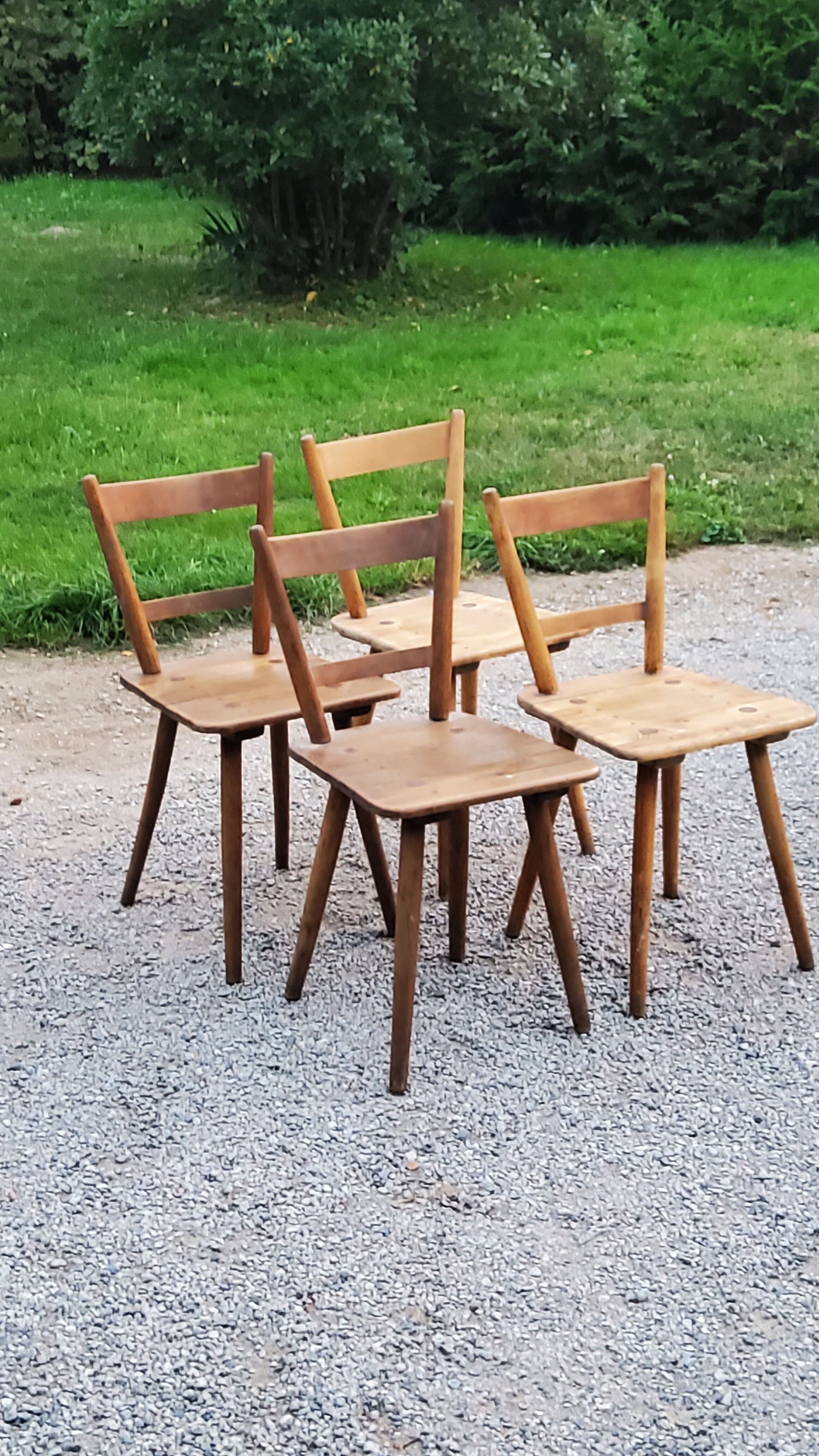 Set of 4 Scandinavian style beech chairs