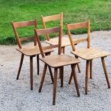 Set of 4 Scandinavian style beech chairs