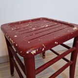Red curved square stool