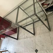 Large desk design in glass and black metal