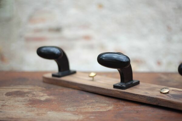 Porte-manteau bois mural, porte-manteau mural vintage, patères bakélite, ha