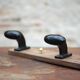 Wooden wall coat rack, vintage wall coat rack, bakelite hooks, ha