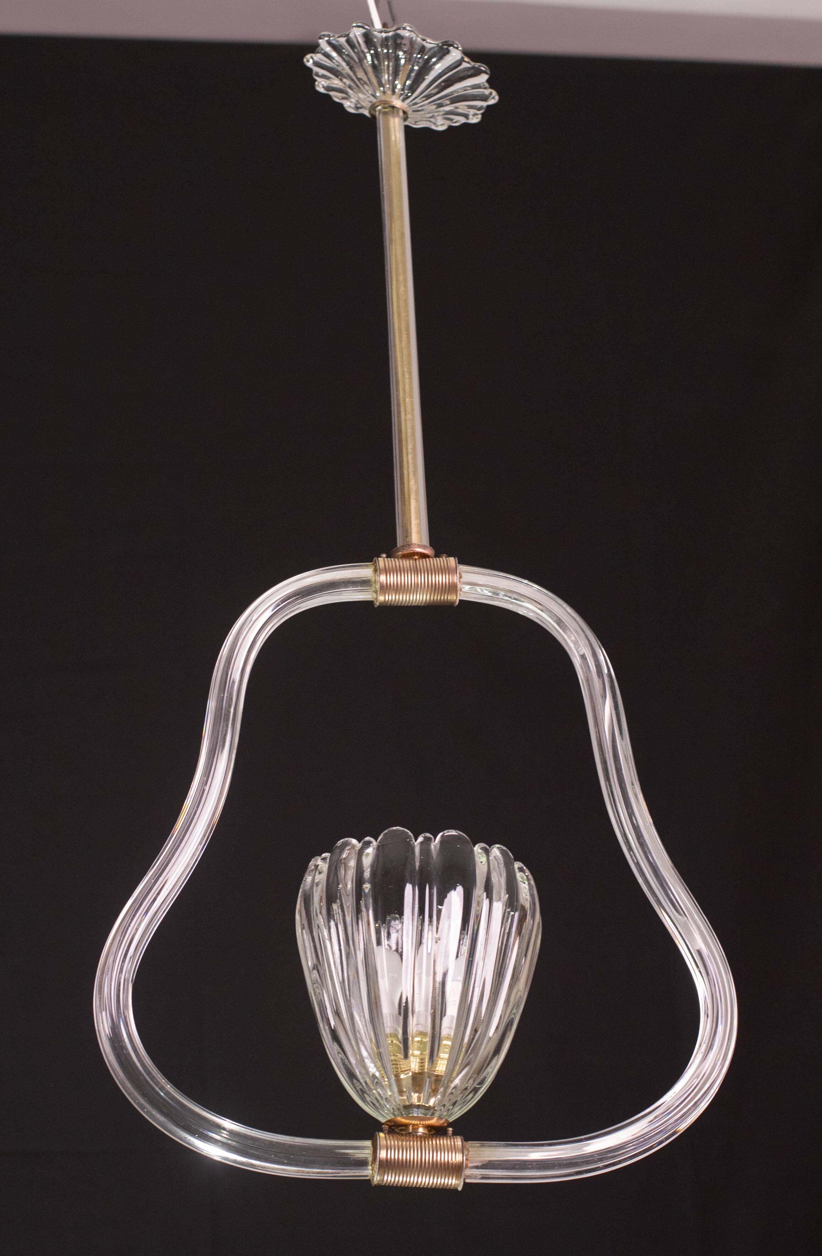 Charming Art Decò Barovier and Toso Chandelier, 1940s