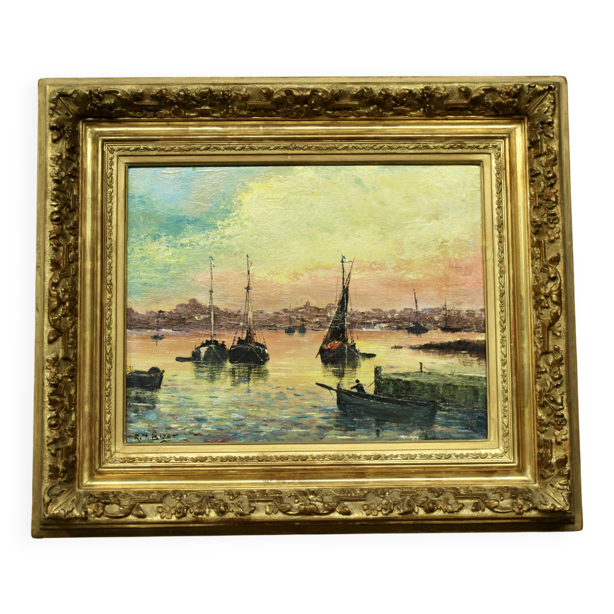 Oil on marine panel by rj bizet (1922-2015)