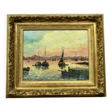 Oil on marine panel by rj bizet (1922-2015)