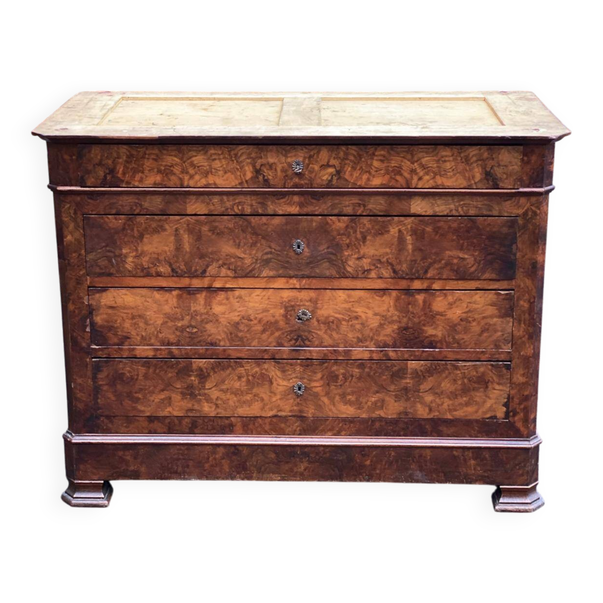 Commode vintage Louis Philippe en noyer massif du 19ème