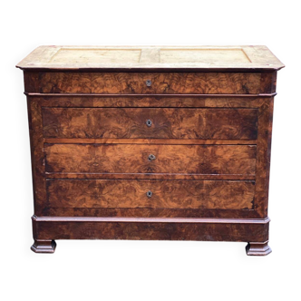 Vintage Louis Philippe chest of drawers in solid walnut from the 19th century
