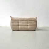 Two-seater canapé in beige corduroy attributed to Michel Ducaroy for Ligne Roset, 1970s.