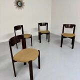 Set of 4 Girsberger Scandinavian style chairs from the 80s, vintage wood