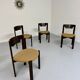 Lot de 4 chaises chaise style scandinave Girsberger années 80 vintage bois