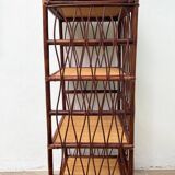 Vintage rattan bookcase shelf