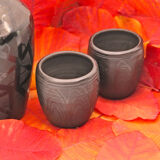 Set of 2 glasses in intense black ceramic from Romania