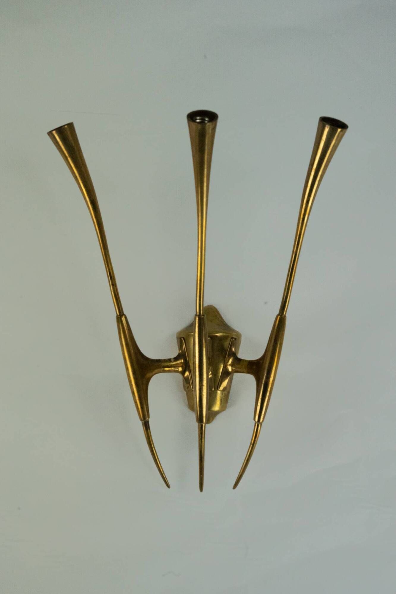 Single Brass Wall Sconce by Oscar Torlasco for Lumi Milano, Italy 1950s