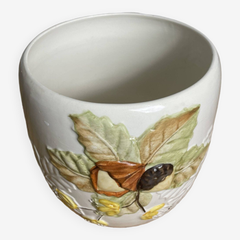 Cache pot en barbotine motif automne