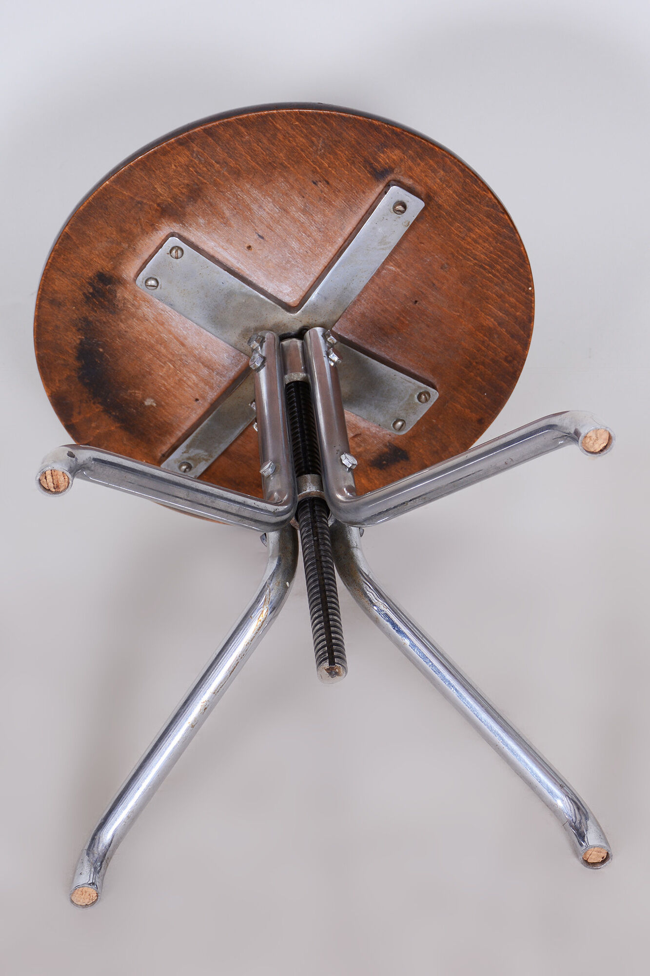 Restored Beech Swivel Piano Stool by Mücke - Melder, Czechia, 1930s