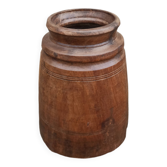 Large old wooden pot