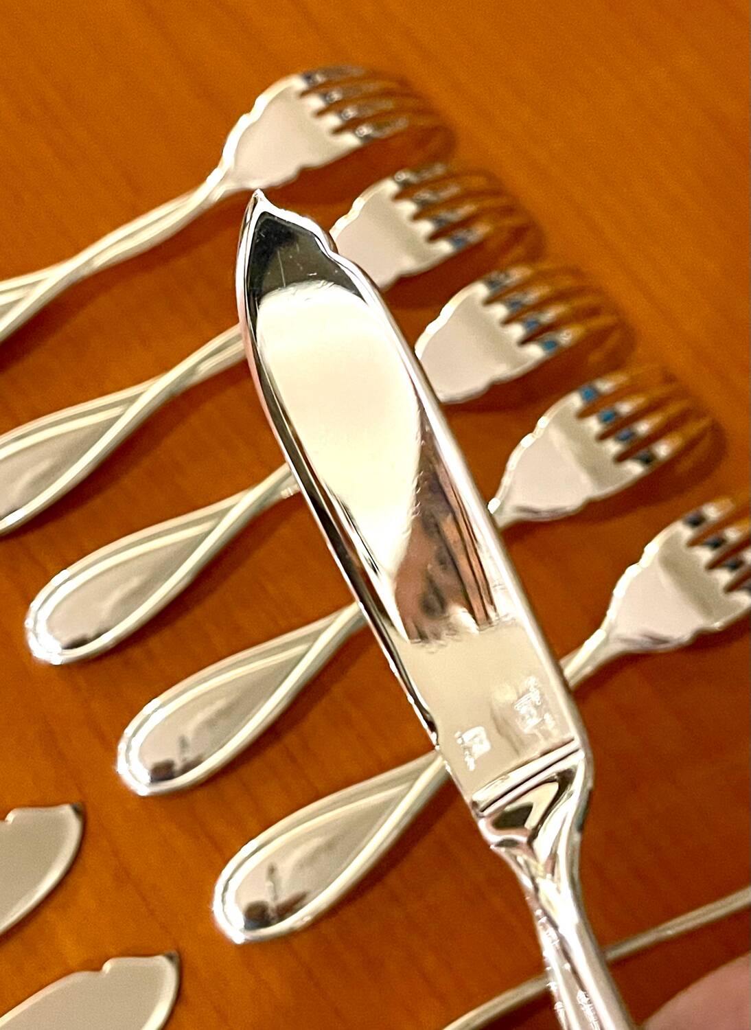 Christofle Galéa, fish cutlery, 6 forks, 6 knives.