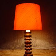 Glass and brass tablelamp from Möllers Armaturfabrik Eskilstuna, Sweden. 1970's.