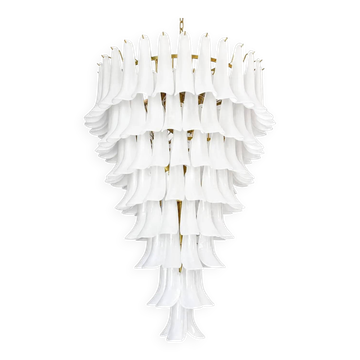 Contemporary Frosted “Selle” Murano Glass Chandelier in Mazzega Style by Si
