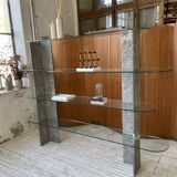 Roche Bobois stone and glass sculpture shelf 1970s