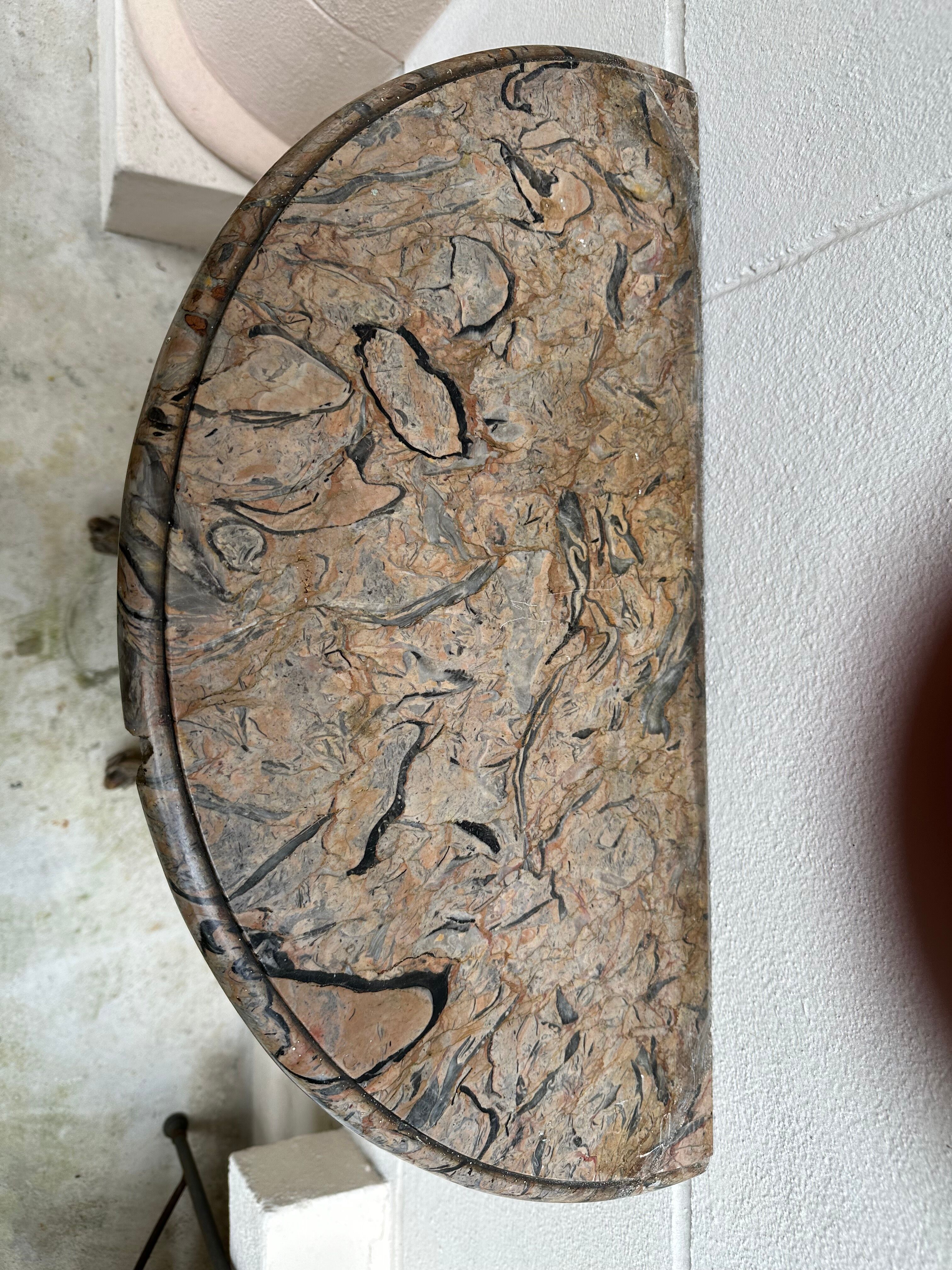 Wall lamp console - half moon carved wood old gilded