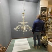 Large Venetian Murano Glass Chandeliers Set of 2