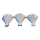 3 appliques en céramique blanche 1960