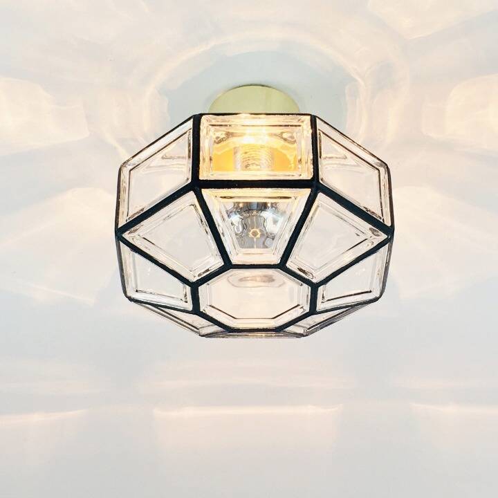 Pair Of Mid Century Glass Ceiling Lights Or Wall Lamps From Limburg, 1960s