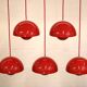 Iconic VP1 cherry red enamel flowerpot lamps designed by Verner Panton - &t